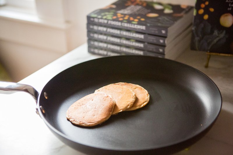 homemade banana pancakes | healthy breakfast | the 52 new foods challenge | jennifer tyler lee | pan