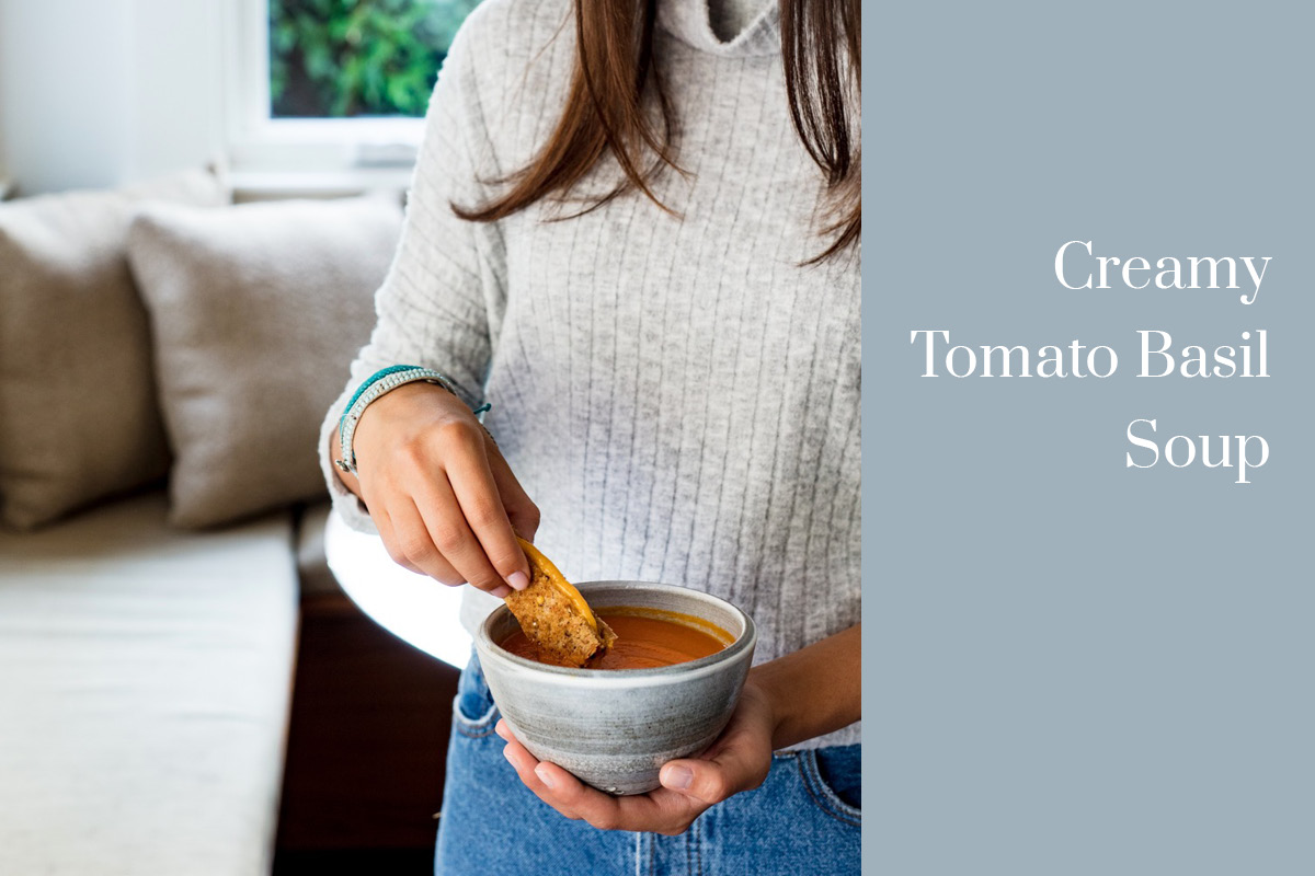 Creamy Tomato Basil Soup | Half the Sugar All the Love | Jennifer Tyler Lee | Title Image