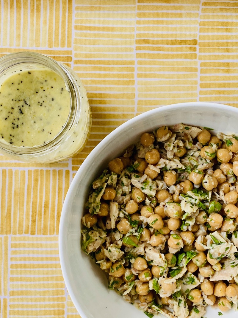 Farro, Tuna, and Chickpea Salad with Creamy Poppy Seed Dressing | Jennifer Tyler Lee