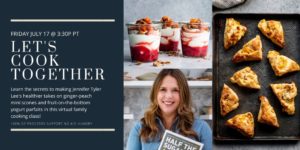 Virtual cooking class GINGER-PEACH MINI SCONES | Jennifer Tyler Lee | Social Card